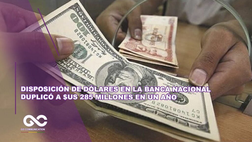 Disposición de dólares en la banca nacional duplicó a $us 285 millones en un año