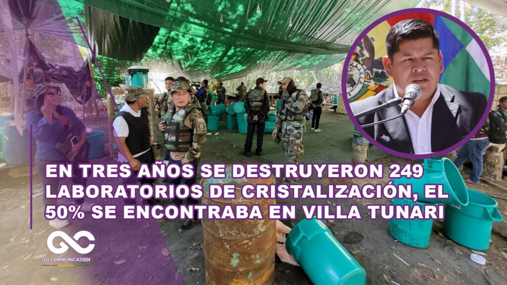 EN MÁS DE TRES AÑOS SE DESTRUYERON 249 LABORATORIOS DE CRISTALIZACIÓN, EL 50% SE ENCONTRABA EN EL MUNICIPIO DE VILLA TUNARI