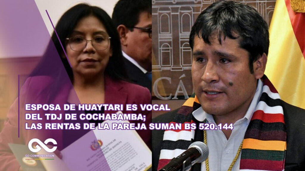 Esposa de Huaytari es vocal del TDJ de Cochabamba; las rentas de la pareja suman Bs 520.144