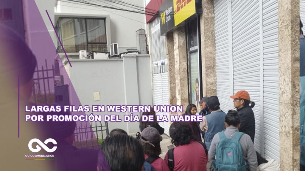 Largas filas en Western Union por promoción del Día de la Madre