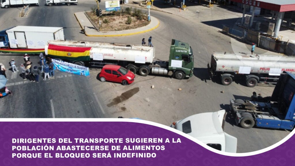Dirigentes del transporte sugieren a la población abastecerse de alimentos porque el bloqueo será indefinido