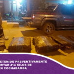 Hombre es detenido preventivamente por transportar 414 kilos de marihuana en Cochabamba