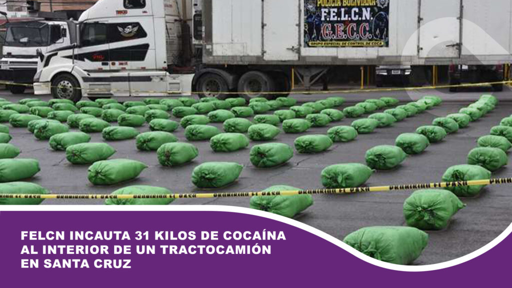 FELCN incauta 31 kilos de clorhidrato de cocaína al interior de un tractocamión en Santa Cruz