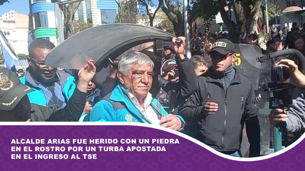 Alcalde Arias fue herido con un piedra en el rostro por un turba apostada en el ingreso al TSE