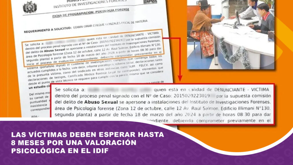 Las víctimas deben esperar hasta 8 meses por una valoración psicológica en el IDIF