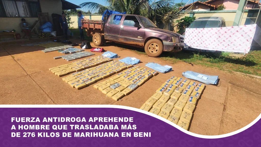 Fuerza antidroga aprehende a hombre que trasladaba más de 276 kilos de marihuana en Beni