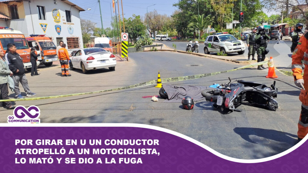 Por girar en U en un lugar no permitido, un conductor atropelló a un motociclista, lo mató y se dio a la fuga