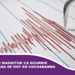 Un sismo de magnitud 3,8 ocurrió la madrugada de hoy en Cochabamba