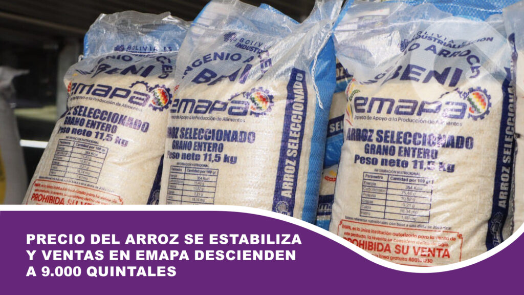 Precio del arroz se estabiliza y ventas en Emapa descienden a 9.000 quintales