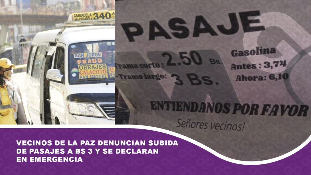 Vecinos de La Paz denuncian subida de pasajes a Bs 3 y se declaran en emergencia