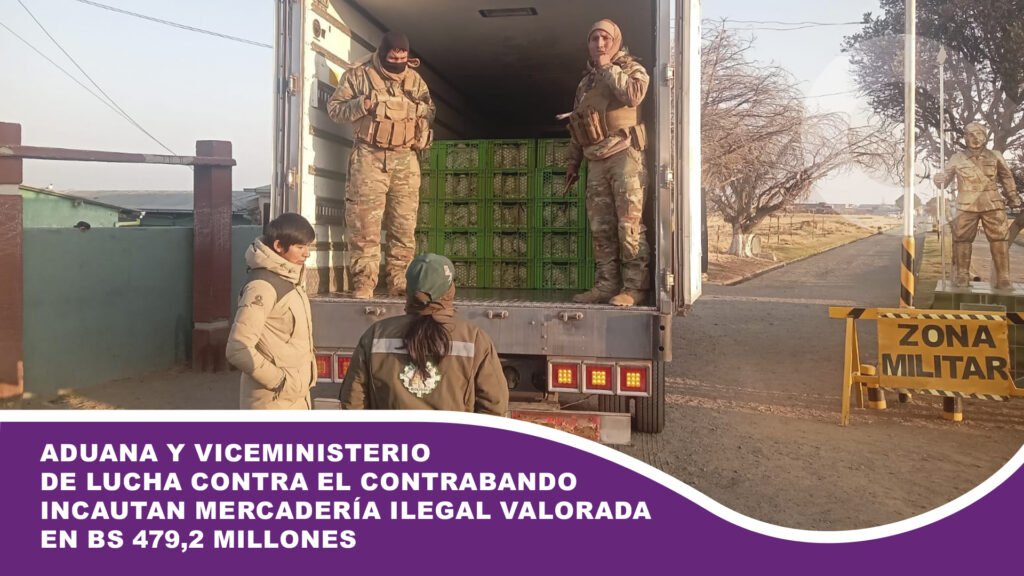 Aduana y Viceministerio de Lucha contra el Contrabando incautan mercadería ilegal valorada en Bs 479,2 millones