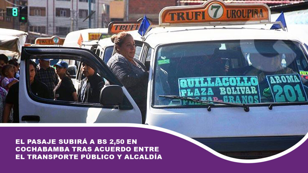 El pasaje subirá a Bs 2,50 en Cochabamba tras acuerdo entre el transporte público y alcaldía