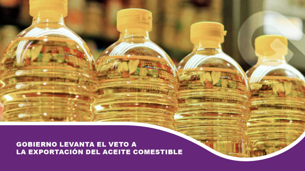 Gobierno levanta el veto a la exportación del aceite comestible