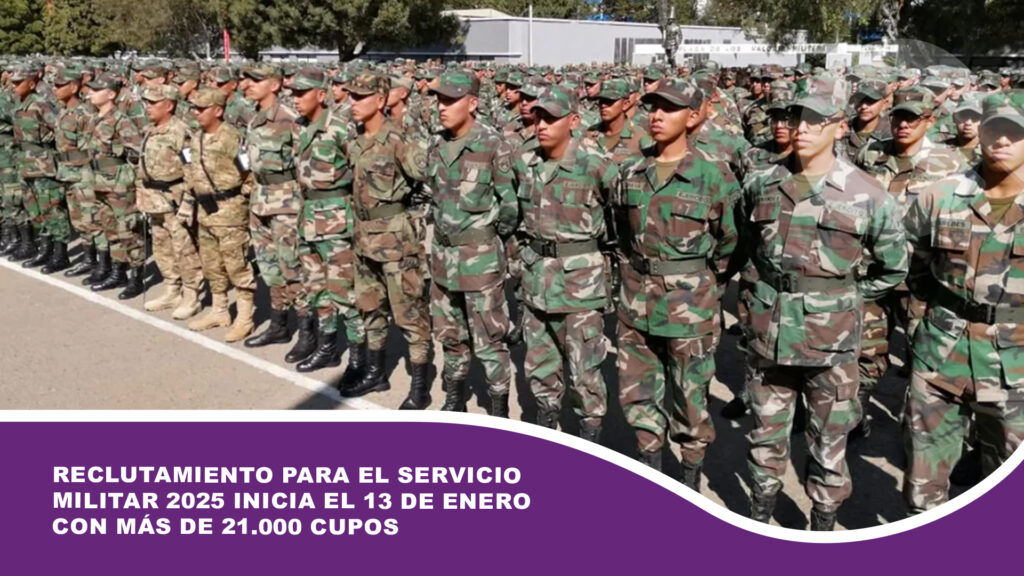 Reclutamiento para el Servicio Militar 2025 inicia el 13 de enero con más de 21.000 cupos