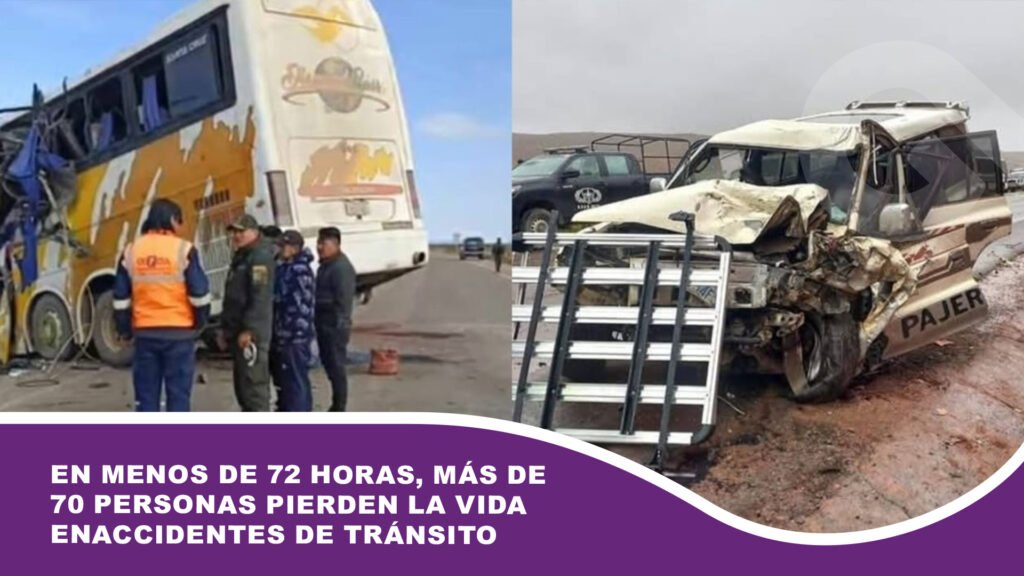 En menos de 72 horas, más de 70 personas pierden la vida en accidentes de tránsito