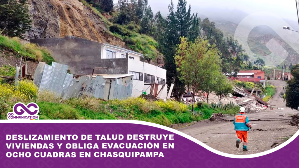 Deslizamiento de talud destruye viviendas y obliga evacuación en ocho cuadras en Chasquipampa