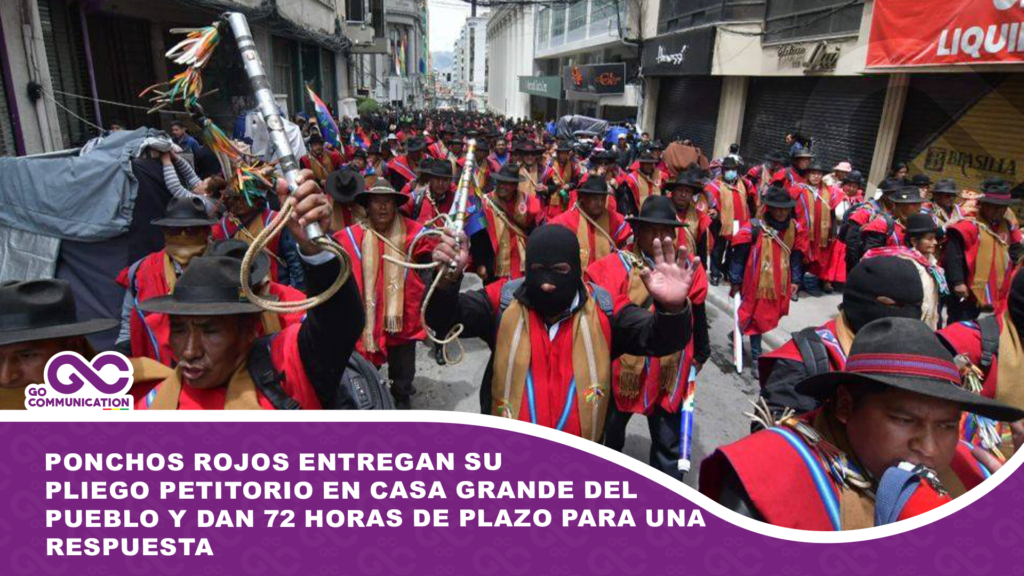 Ponchos Rojos entregan su pliego petitorio en Casa Grande del Pueblo y dan 72 horas de plazo para una respuesta