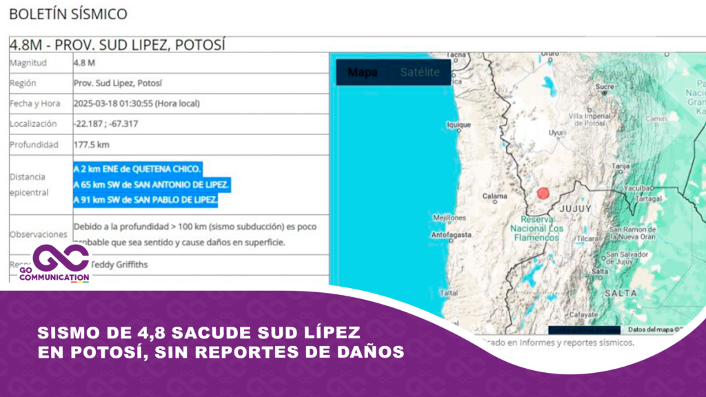 Sismo de 4,8 sacude Sud Lípez en Potosí, sin reportes de daños