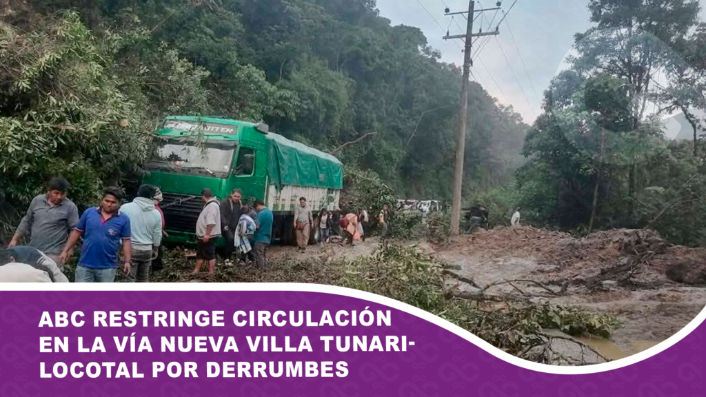 ABC restringe circulación en la vía nueva Villa Tunari-Locotal por derrumbes