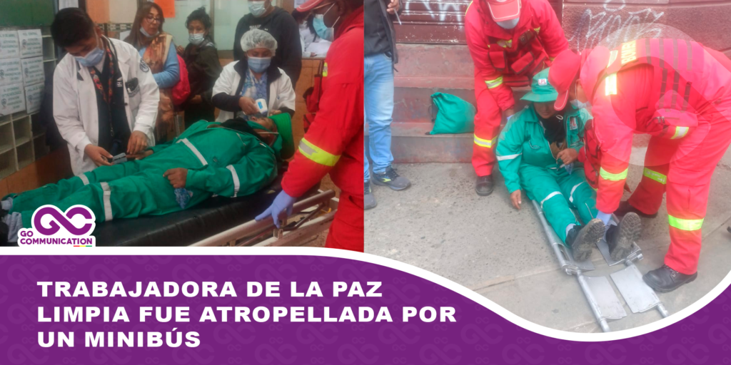 Una mujer que se gana la vida limpiando las calles de La Paz fue atropellada por un minibús