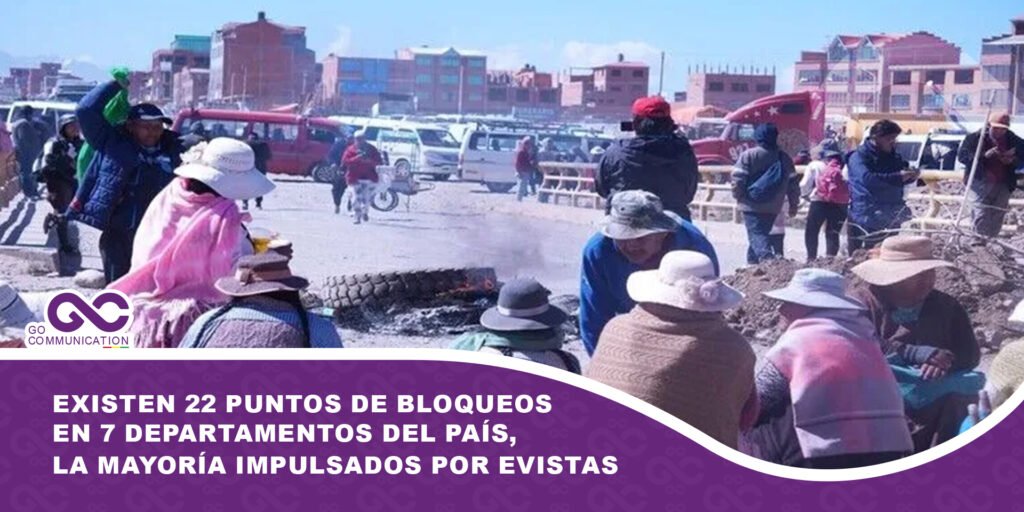 Existen 22 puntos de bloqueos en 7 departamentos del país, la mayoría impulsados por evistas