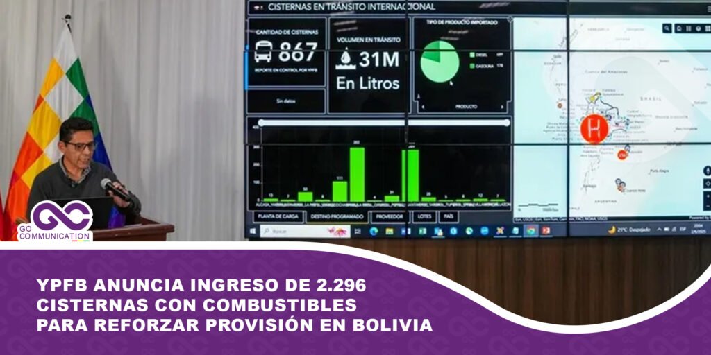 YPFB anuncia ingreso de 2.296 cisternas con combustibles para reforzar provisión en Bolivia