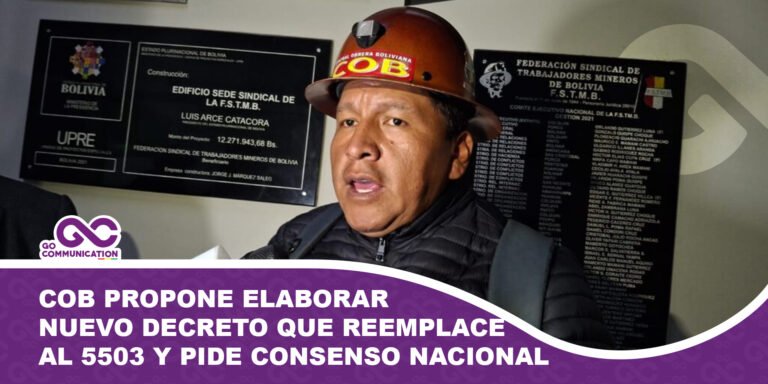 COB propone elaborar nuevo decreto que reemplace al 5503 y pide consenso nacional