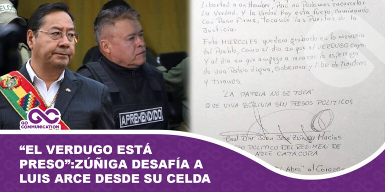 El verdugo está preso Zúñiga desafía a Arce desde su celda
