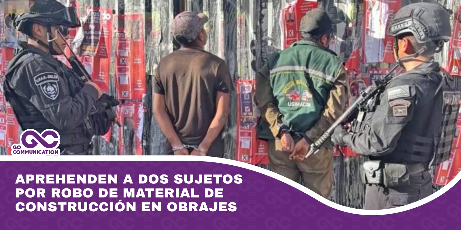 Aprehenden a dos sujetos por robo de material de construcción en Obrajes