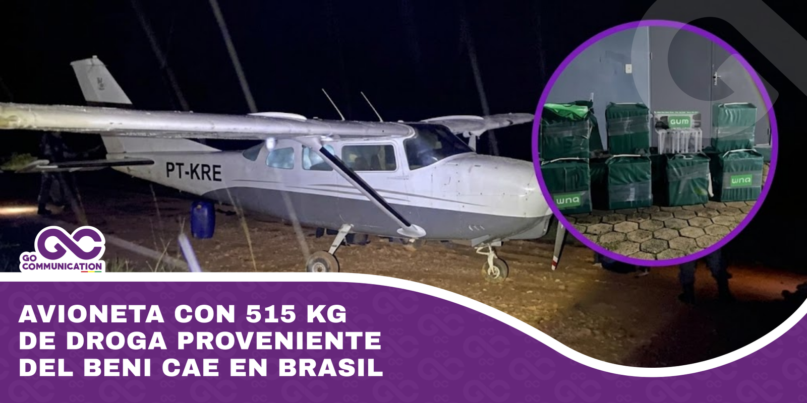Avioneta con 515 kg de droga proveniente del Beni cae en Brasil