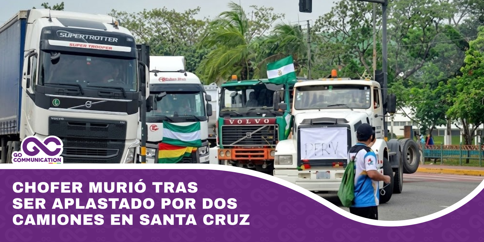 Chofer murió tras ser aplastado por dos camiones en Santa Cruz