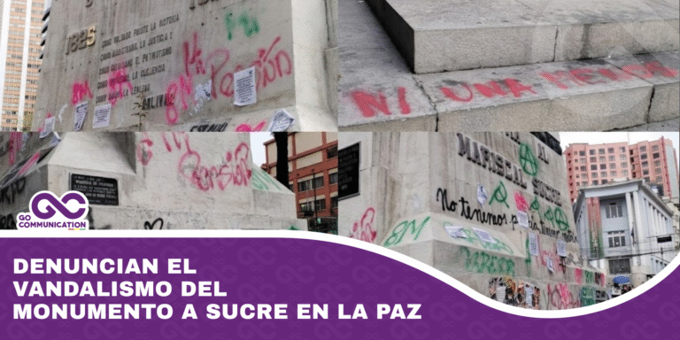 Denuncian el vandalismo del monumento a Sucre en La Paz