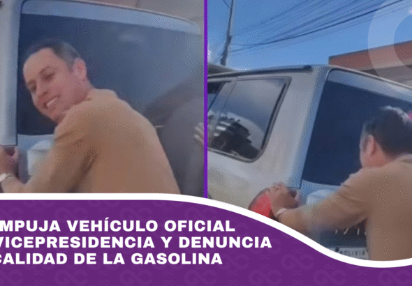 Lara empuja vehículo oficial de la vicepresidencia y denuncia mala calidad de la gasolina