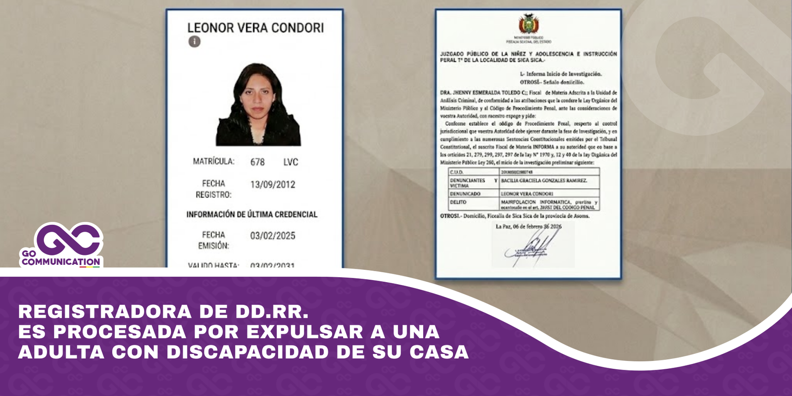 Registradora de DD.RR. es procesada por expulsar a una adulta con discapacidad de su casa