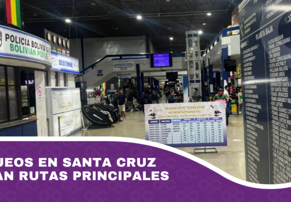 Bloqueos en Santa Cruz cortan rutas principales