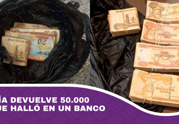 Policía devuelve 50.000 bs. que halló en un banco