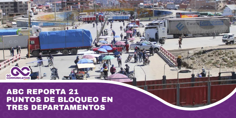 ABC reporta 21 puntos de bloqueo en tres departamentos