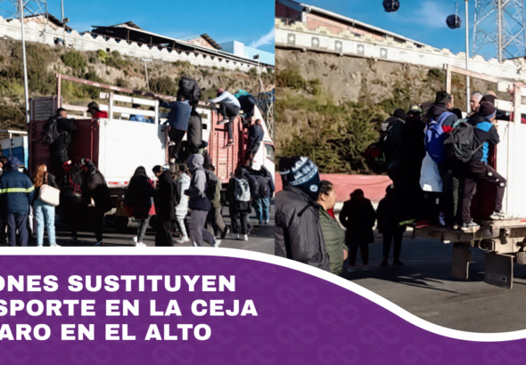 Camiones sustituyen transporte en La Ceja por paro en El Alto