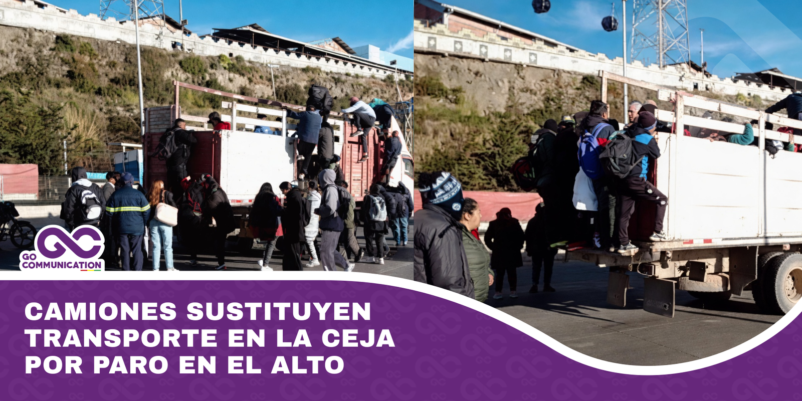 Camiones sustituyen transporte en La Ceja por paro en El Alto