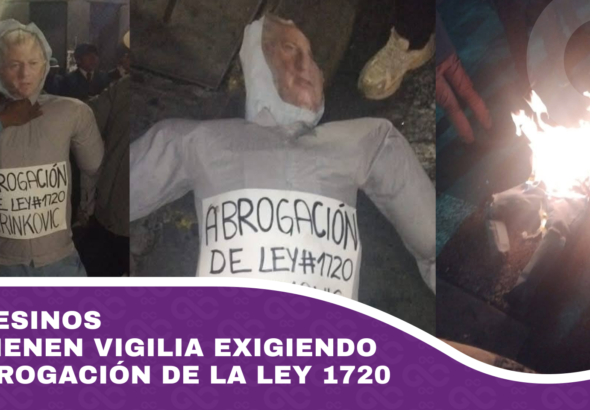 Campesinos mantienen vigilia exigiendo la abrogación de la Ley 1720