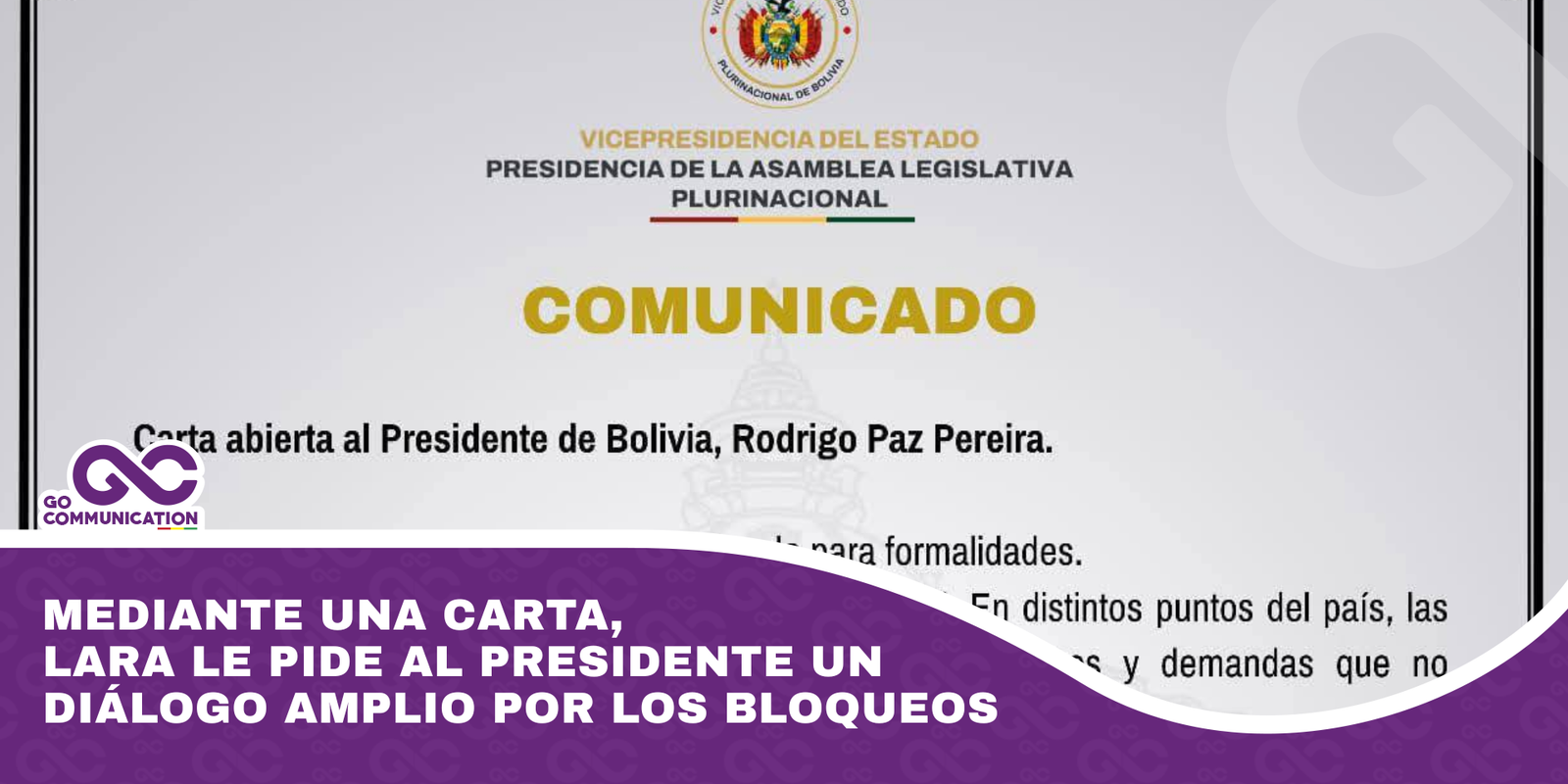 Mediante una carta, Lara le pide al presidente un diálogo amplio por los bloqueos