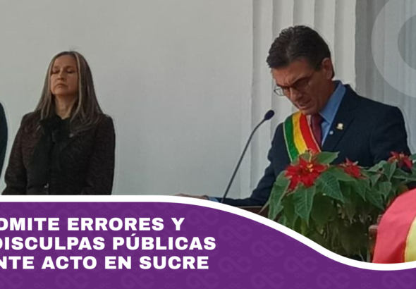 Paz admite errores y pide disculpas públicas durante acto en Sucre