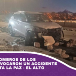 Piedras y escombros de los bloqueos provocaron un accidente en la autopista La Paz - El Alto