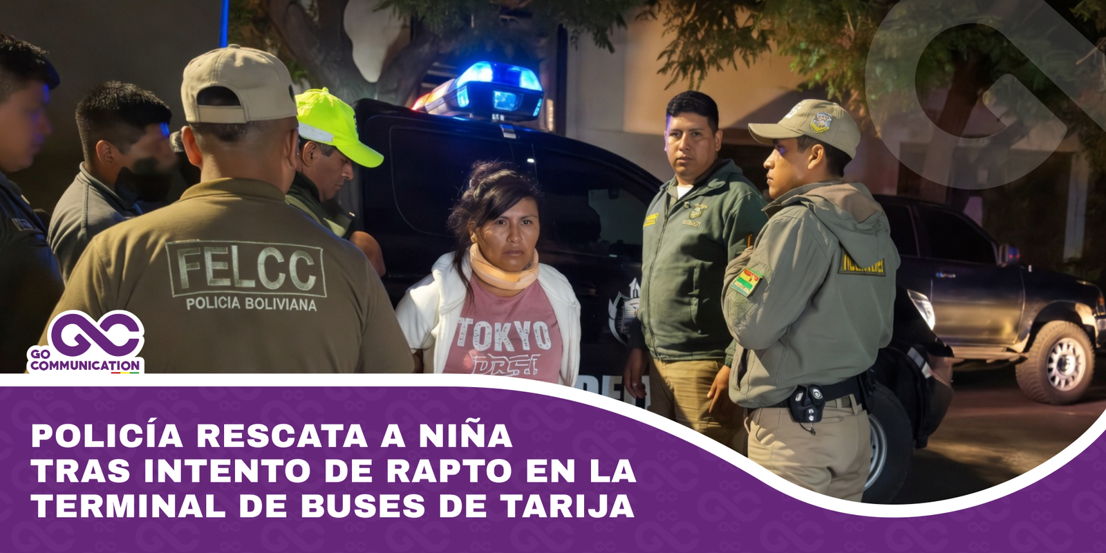 Policía rescata a niña tras intento de rapto en la terminal de buses de Tarija