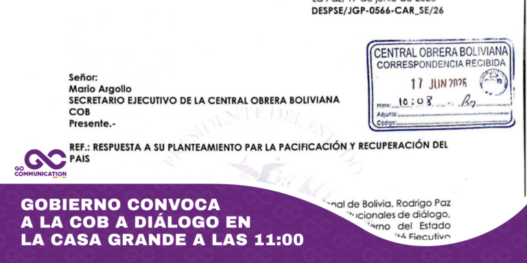 Gobierno convoca a la COB a diálogo en la Casa Grande a las 1100