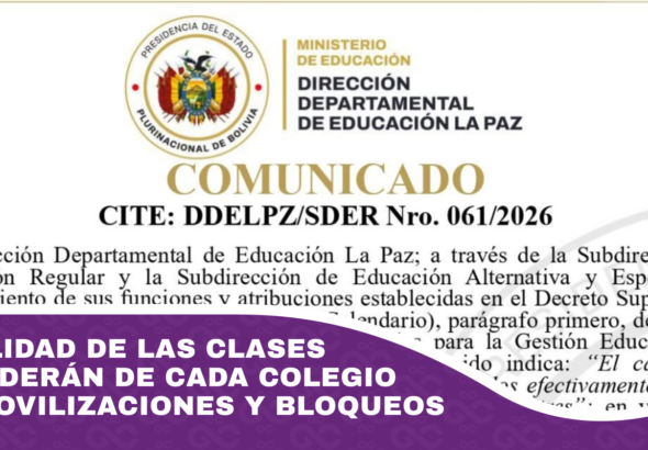 Modalidad de las clases dependerán de cada colegio por movilizaciones y bloqueos