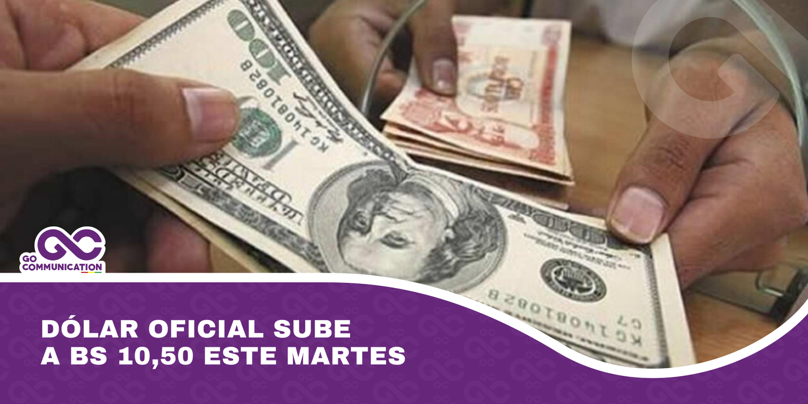 Dólar oficial sube a Bs 10,50 este martes