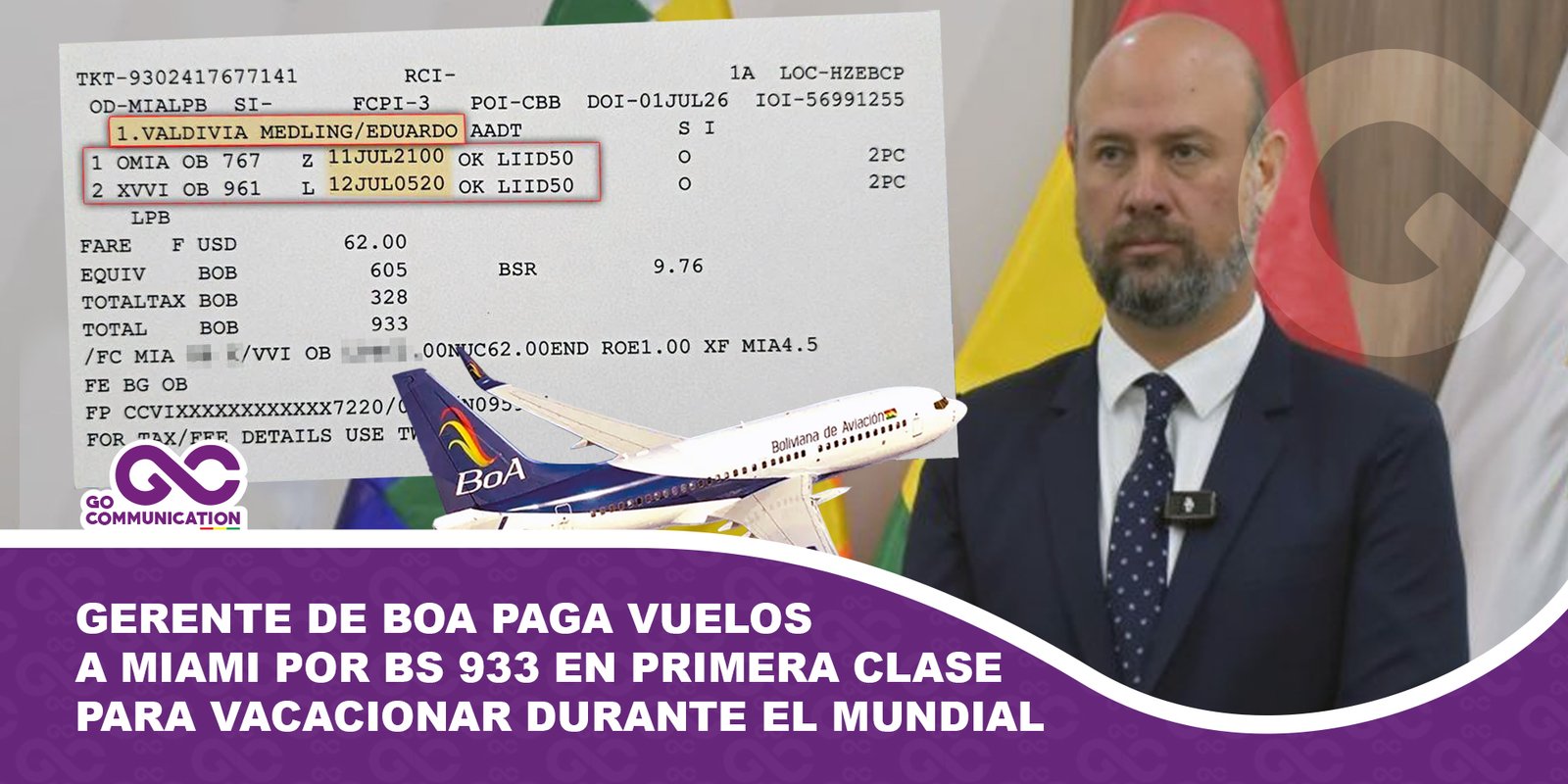 gerente de BoA PAGA VUELOS