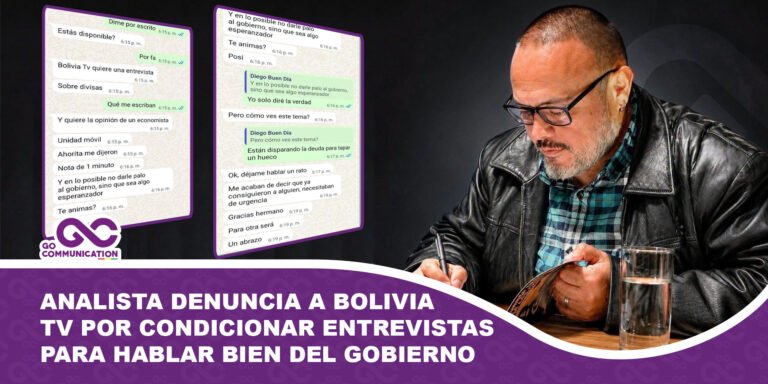 Analista denuncia a Bolivia TV por condicionar entrevistas para hablar bien del Gobierno