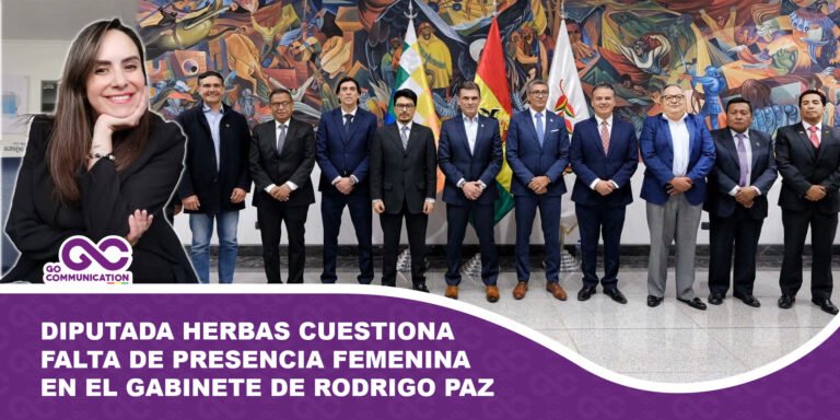 Diputada Herbas cuestiona la escasa presencia femenina en el gabinete del presidente Paz